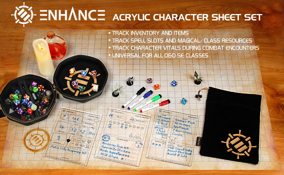 ENHANCE Tabletop Acrylic Character Sheets